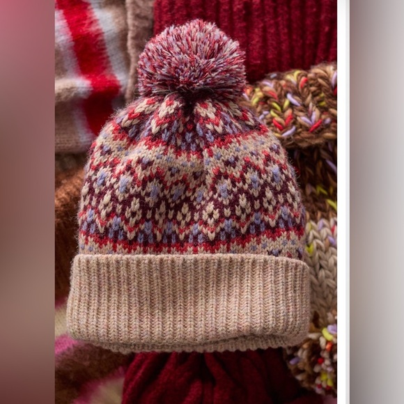 Free People First Frost Fairisle Pom Pom Beanie NEW - Picture 4 of 10